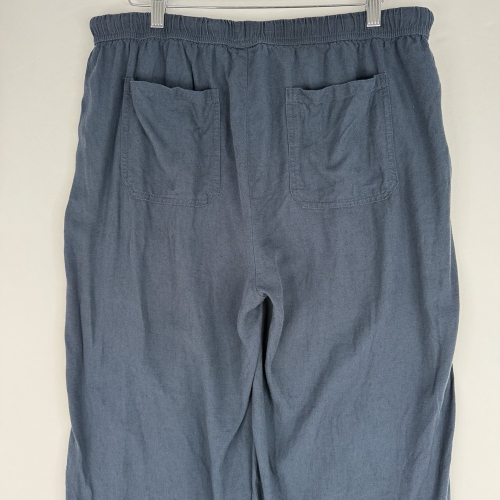 Splendid Angie Crop Wide Leg Linen Blend Pants Navy Drawstring Large - Picture 5 of 14